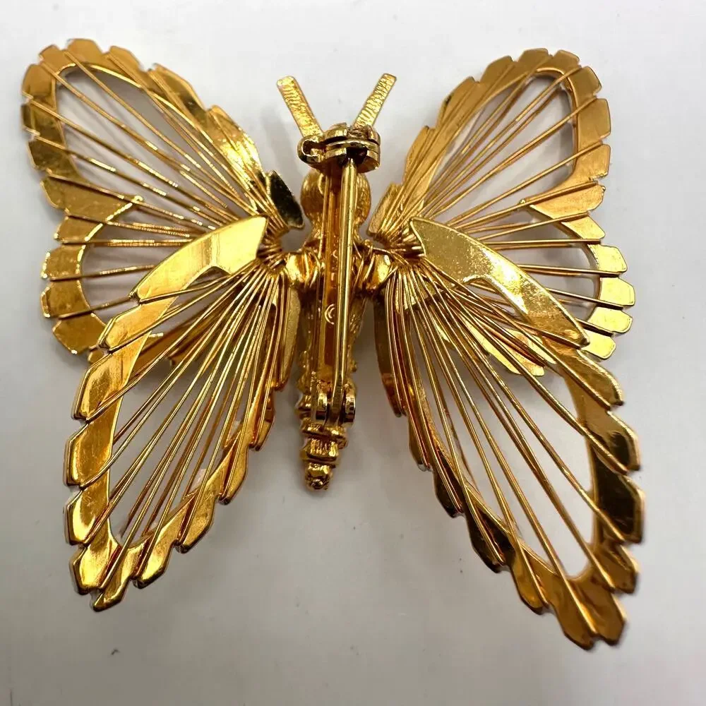 Monet Pin Lot of 4 Retro Vintage Jewelry Butterfly Gold Silver White Brooch Set